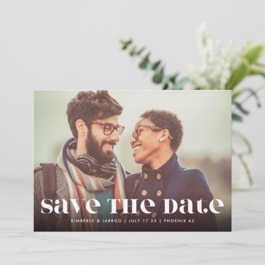 Save The Date Premium Bold Modern Text MULTI Photo FUN (Debout devant)