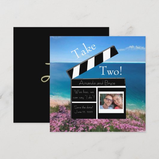Save The Date Prenez Two, sauvez la date plage tropicale (Devant / Derrière)