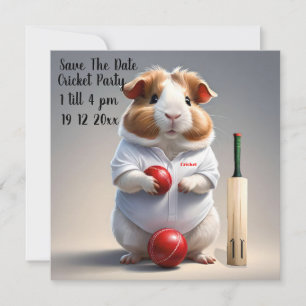 Save The Date Prêt pour le lancer : cobaye en tenue de cricket,