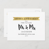 Save The Date | Prettig Kerstfeest Mr en Mrs Aankondigingskaart (Voorkant / Achterkant)