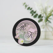 Save The Date Primrose fleurs roses gras rayures Monogramme (Debout devant)