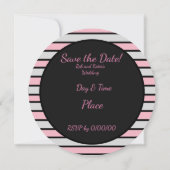 Save The Date Primrose fleurs roses gras rayures Monogramme (Dos)
