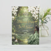 Save The Date Princesse noire et Sage Grenouille Robe verte Swee (Debout devant)