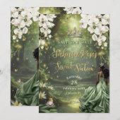 Save The Date Princesse noire et Sage Grenouille Robe verte Swee (Devant / Derrière)