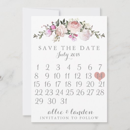 Save The Date Printemps Floral Enregistrer le calendrier de la d (Devant)