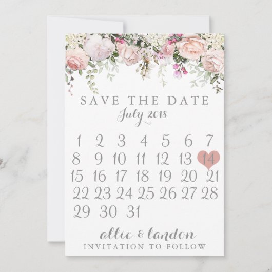 Save The Date Printemps Floral Enregistrer le calendrier de la d (Devant)