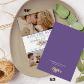 Save The Date Printemps Floral Purple Peach Enregistrer La Date