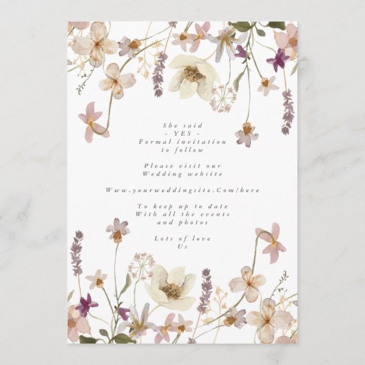 Save The Date Printemps moderne Elégant Fleur sauvage Boho Photo (Dos)
