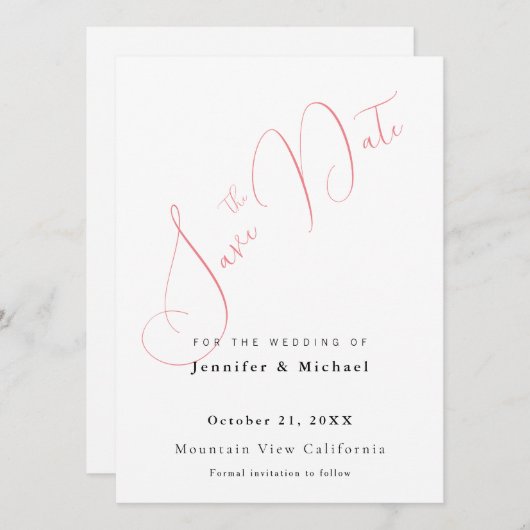 Save The Date Professional Minimalist Plain Modern (Devant / Derrière)