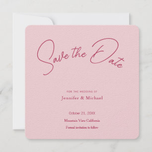 Save The Date Professionnel de mariage Minimaliste Moderne Rose 