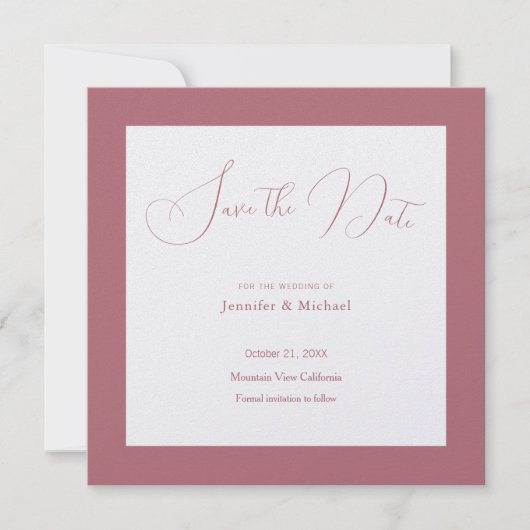 Save The Date Professionnel du mariage couleur or rose minimalis (Devant)