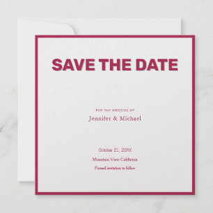 Save The Date Professionnel du mariage Minimaliste Rose Rouge & 