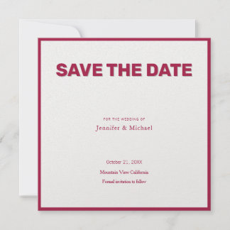 Save The Date Professionnel du mariage minimaliste Rose Rouge &