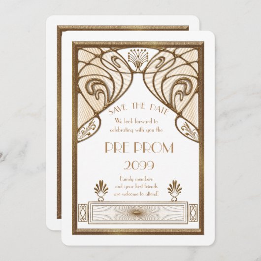 Save The Date Prom Junior, Grand Gatsby, Or, blanc (Devant / Derrière)