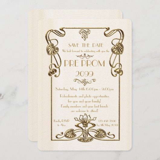 Save The Date Prom Junior, Grand Gatsby, Or, blanc (Devant / Derrière)