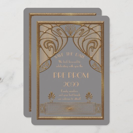 Save The Date Prom Junior, Grand Gatsby, Or, gris A (Devant / Derrière)