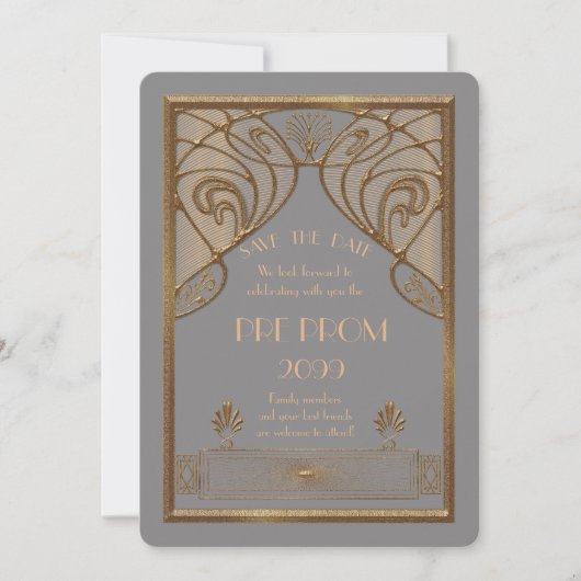 Save The Date Prom Junior, Grand Gatsby, Or, gris A (Devant)