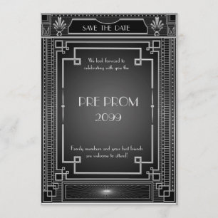Save The Date PromJunior, Grand Gatsby, Argent, Noir