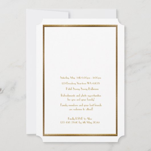 Save The Date PromJunior, Grand Gatsby, Or, blanc (Dos)