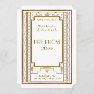 Save The Date PromJunior, Grand Gatsby, Or, Blanc