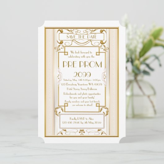 Save The Date PromJunior, Grand Gatsby, Or, blanc (Debout devant)