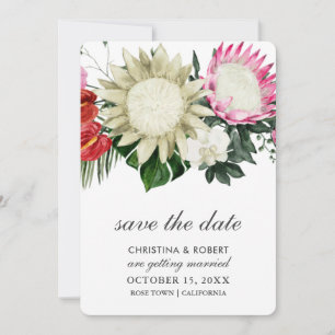 Save The Date Protéa Tropicale Monstera Botanique Sauvegarder La