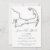 Save The Date Provincetown MA Cape Cod Map Black White Mariage (Devant)