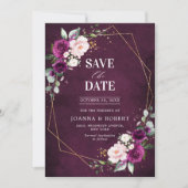 Save The Date Prune pourpre Rose rose blush géométrique bohème m (Devant)