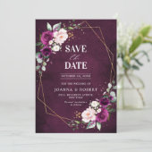 Save The Date Prune pourpre Rose rose blush géométrique bohème m (Debout devant)
