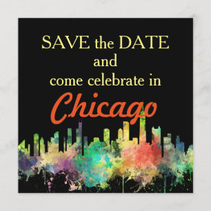 SAVE THE DATE PS D'HORIZON DE CHICAGO, L'ILLINOIS -