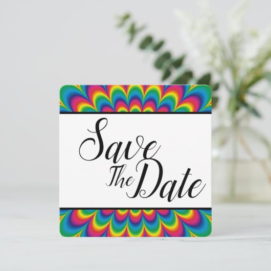 Save The Date Psychedelique Tie Dye Enregistrez La Date (Debout devant)