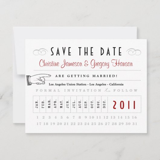 Save The Date Punch Card Enregistrer la date (Devant)