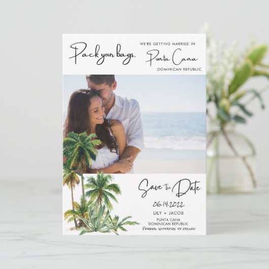 Save The Date Punta Cana Beach Destination Mariage Enregistrer L (Debout devant)