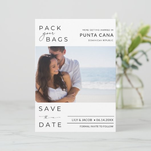 Save The Date Punta Cana Beach Destination Mariage Enregistrer L (Debout devant)