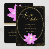 Save The Date Pure élégance, rose lotus, or (Devant / Derrière)
