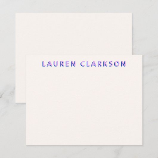 Save The Date Purple and Blue Bold Name Modern Note card (Devant / Derrière)