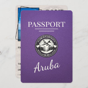 Save The Date Purple Aruba Passeport Enregistrer La Date