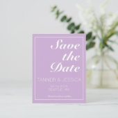 Save The Date Purple & Blanc doux Enregistrer La Date Code QR (Debout devant)