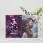 Save The Date Purple Bokeh Sparkle Design Mariage Enregistrer La (Debout devant)
