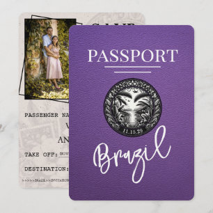 Save The Date Purple Brazil Passeport Enregistrer La Date