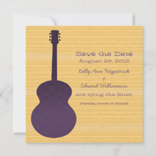 Save The Date Purple Country Guitar Enregistrer la date Invitati