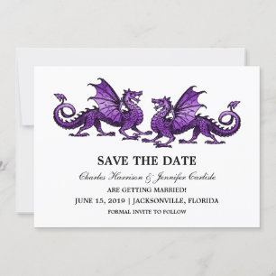 Save The Date Purple Elegant Dragons Enregistrer l'Invitation de