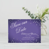 Save The Date Purple Enregistrer notre date | Chic Violet Argent (Debout devant)