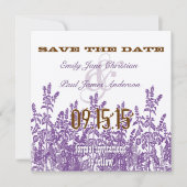 Save The Date Purple et Broon Fleur sauvage Enregistrer la date (Devant)