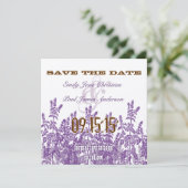 Save The Date Purple et Broon Fleur sauvage Enregistrer la date (Debout devant)