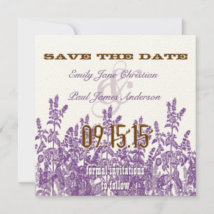 Save The Date Purple et Broon Fleur sauvage Enregistrer la date