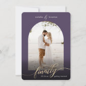 Save The Date Purple Finalement Se Marier Et Fenêtre Photo (Devant)