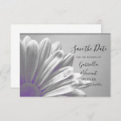 Save The Date Purple Floral Faits saillants Mariage Enregistrer  (Devant / Derrière)