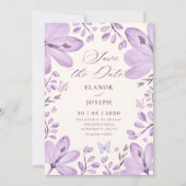 Save The Date Purple floral wedding (Devant)
