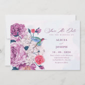 Save The Date Purple flowers bloom wedding (Devant)